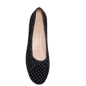 Kate Spade Black with Silver Dots Velvet Ballerina Flats NEW Honey Size 7.5